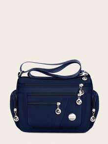 حقيبة كتف كاجوال ذات سعة كبيرة متعددة الجيوب بلون أحادي عصري للأمهات