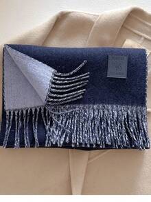 1pc Premium Simple Multi-Color Tassel Wool Blend Scarf, Warm & Versatile For Autumn/Winter, Unisex