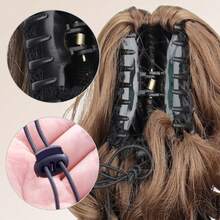 合成 18 英寸长波浪马尾辫接发爪夹马尾辫女士日常使用棕灰色金色黑色马尾辫