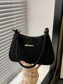 Geantă de umăr pentru femei la modă minimalistă, geantă sub braț, geantă crossbody pentru femei cu blocuri de culoare alb-negru