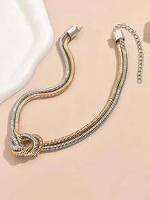 1pc Minimalist Multi-Layer Spiral Snake Chain Necklace, Geometric Design, Fashionable Jewelry For Women, Suitable For Daily Wear, Outings And Gatherings, All Seasons