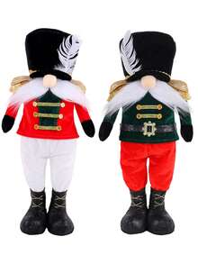 2 pièces/1 pièce, Décoration de Noël de 36 cm Chapeau cadeau décoratif avec plumes, soldat rétractable, poupée ornement, convient pour la décoration de la maison, cadeaux pour amis, camarades de classe, décorations pour le salon et la table à manger. Décorations de Noël Décoration de chambre Hiver