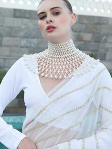 1pc Elegant Luxury Bridal Pearl Shoulder Chain, Suitable For Weddings, Banquets, Parties, Music Festivals, Dance Performances, Gifts For Women, And Other Occasions - White - View 5