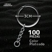 Argollas Planas para Llavero de 3CM de diámetro, Herraje Premium de uso rudo con cadena y conector - Negro Mate - Ver 5
