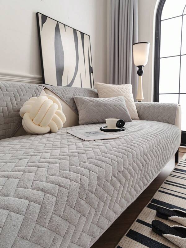 1 almofada de sofá de pelúcia com design jacquard estilo boêmio - Tecido de pelúcia macio e adequado para animais de estimação - Antiderrapante e lavável à máquina - Adequada para sala de estar, quarto, capa de sofá decorativa de escritório, serve para 1 a 4 assentos, sofás secionais.