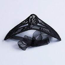 Women Masquerade Mask, Party Prom Ball Lace Mask, Back Straps Tie Half Face Mask For Halloween, Mardi Gras Party - màu đen - Xem 3
