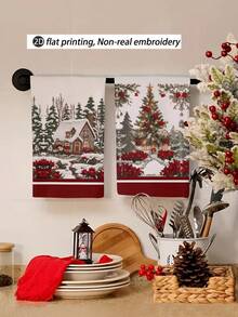 2pcs/4pcs/8pcs Christmas Tree, Christmas Cabin Pattern Kitchen Towels, Christmas Gift Box Pattern Bathroom Towels, Christmas Outdoor Party Towels, Christmas Home Decor, Christmas Kitchen Decor, Modern Style, Quick Drying, Super Soft Microfiber Material, Rectangular, 15.75IN*23.62IN/40*60CM Digital Printing Pattern, Suitable For Outdoor Party Decoration, Christmas Holiday Gifts