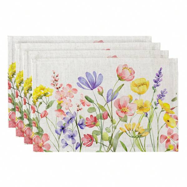 Bunte Sternen-Stoff-Platzdeckchen, langlebig, fleckenabweisend, maschinenwaschbar & wiederverwendbar. Ideal für Partys, Feiertage & Alltag, 45x30 cm, Lebendige Wildblumen