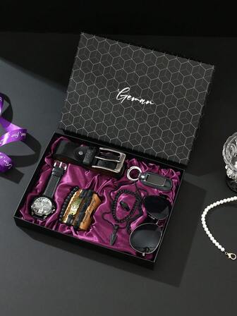 Men's Business Gift Set, Fashion Watch Suit For Anniversary, Employee, Client, Valentine's Day, Husband, Boyfriend, Back To School, Teacher's Day, Birthday, Friend