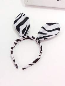 1 件斑马耳头带、节日派对服装头饰、COS 发夹、万圣节头带 - 黑與白 - 查看 3