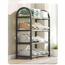 4-Tier Simple Multi-Layer Steel Pipe Shoe Rack, PET Material, Student Dorm Small Shoe Rack, Shoe Cabinet, Children's Shoe Rack, Storage Rack, Helpful For Storing Shoes. - Multicolor - View 1