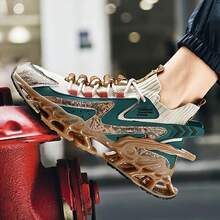 男士镂空透气针织休闲运动鞋，适合所有季节 - 杏色 - 查看 6