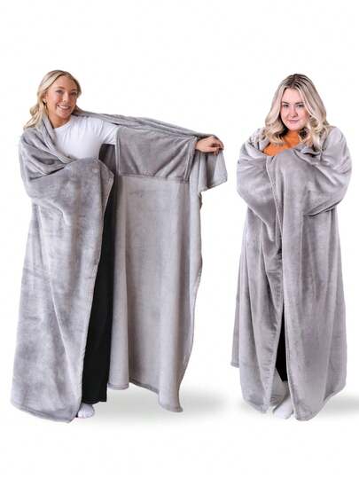 Women's Spring/Summer Wearable Blanket, Adult Wearable Blanket, Gift For Girlfriend, Flannel Warm Wearable Blanket For Home, Comfortable Soft Sofa Blanket, Adult Gift, Shawl Wrap, Slouchy Essential, Suitable For All Seasons, Essential Home Robe