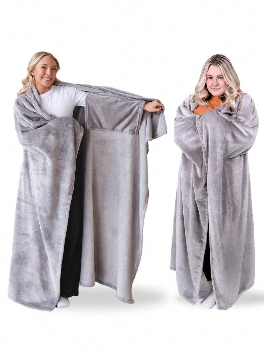 Women's Spring/Summer Wearable Blanket, Adult Wearable Blanket, Gift For Girlfriend, Flannel Warm Wearable Blanket For Home, Comfortable Soft Sofa Blanket, Adult Gift, Shawl Wrap, Slouchy Essential, Suitable For All Seasons, Essential Home Robe