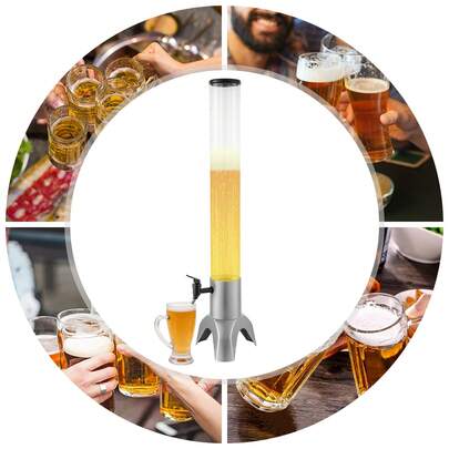 Dispensador de bebidas de acero inoxidable 304 de 3L 101.45Oz con pilar de hielo para fiestas, bares, hogar, interior y exterior