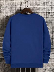 Men's American Retro Style Letter Graphic Crew Neck Sweatshirt, Chicago Letter Print, Casual Streetwear, Autumn/Winter, Long Sleeve Top - 軍綠色 - 查看 5