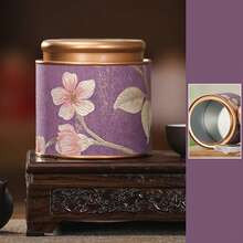 1个密封茶叶罐，镀锡底盖，带压花图案，可用于存放茶叶、咖啡豆、糖、坚果等，适用于厨房和食品储藏室。