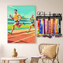 1 件户外运动田径比赛奖牌展示架，金属墙面装饰储物架，运动员礼物 - 黑色 - 查看 6