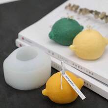 1/2个3D柠檬硅胶蜡烛模具 | 逼真水果造型，适用于蜡/皂/树脂工艺品，可用于制作香薰蜡烛、DIY家居装饰和手工艺术工具 - 白色 - 查看 7