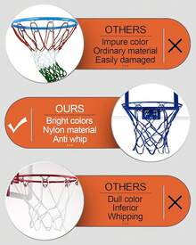 'XXXYYY Red de Baloncesto de Repuesto 8 Bucles [2 Paquetes], Color Vibrante, para Paredes de Puertas/Comedores Interiores Aro de 8''-10.25''' PLQ1 - Azul - Ver 3