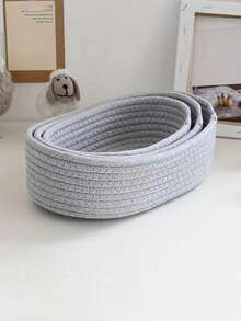 Oval Storage Basket, Solid Color Simple Style, Suitable For Living Room Desktop, Snacks, Fruits, Toy Storage, Entrance, Bathroom, Home Decoration, Can Store Cosmetics, Perfume, Glasses, Sunglasses, Photo Frames, Holiday Gift Basket (3 Pieces = S + M + L) Can Be Used As Valentine's Day Gifts - Beige - View 10