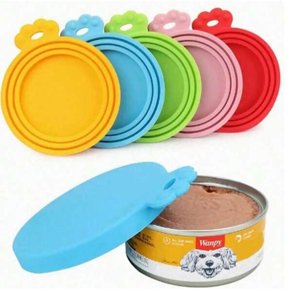 1pc Random Pet Food Can Silicone Airtight Lid, 3-In-1 Can Sealer, Assorted Colors