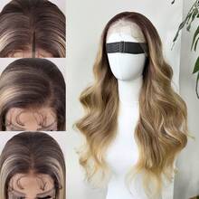 13x4 Body Wave Lace Front Wigs Natural Honey Gold Hair Lace Front Wig Pre Plucked Synthetic Lace Front Wig 26inch - Tóc vàng ombre - Xem 5