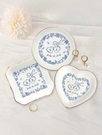 Personalized Jewelry Tray, Custom Ring Tray, Personalized Birthday Jewelry Tray, Custom Ceramic Ring Tray, Custom Jewelry Tray, Personalized Wedding Ring Tray, Gifts For Friends, Birthday Gifts, Wedding Bridesmaid Gifts, Best Friend Gifts, ,Colorful,Cute,Adorable,Funny,Kawaii,Y2K,Stylish,Unisex,Casual,Custom,Personalized