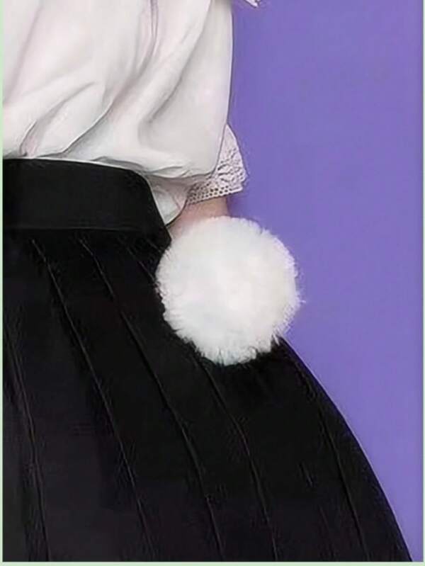 1pc Solid Color Cute Fluffy Rabbit Tail Decor, Suitable For Daily Wear