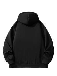 Men Plus Hooded Long Sleeve Jacket, Thermal Lined Thick Jacket, Suitable For Winter