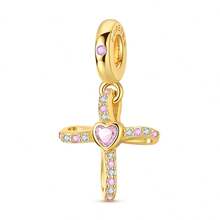 热销系列十字架吊坠、锆石狗骨头饰物、芭蕾舞鞋吊坠、女士DIY珠宝制作用品 - 金色 - 查看 19