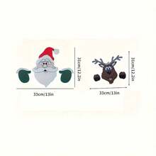 Mirilla de valla navideña - Diseño de Papá Noel y renos, decoración de jardín exterior, sin batería, ideal para celebraciones navideñas en el hogar y el jardín, decoraciones navideñas exteriores, decoración de temporada para el jardín, diseño alegre de animales, sin necesidad de energía