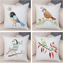 Generisch Juego de 4 fundas de almohada decorativas de pájaros y flores para sofá, hogar, coche, funda de almohada de felpa supersuave, 45 x 45 cm, 450 x 450 mm - 17 - Ver 8