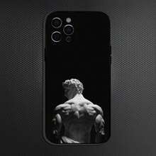 Funda de Teléfono de Escultura Griega Antigua Compatible con  16,15,14,13,12,11 Plus, Pro Max, Funda Negra de Silicona Suave, Funda Compatible con  17,  17 Pro,  17 Pro Max - z4 - Ver 8