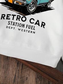 Young Boy Car Pattern Warm Sweatshirt - White - View 4