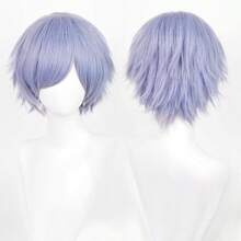 12 英寸黑色多色动漫假发带刘海 - 耐热，短直发款式，适合万圣节角色扮演和日常佩戴 - 彩色 - 查看 30