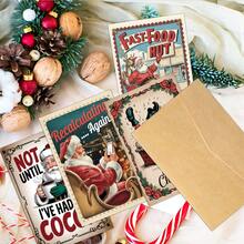 12 Holiday Christmas Greeting Cards With Envelopes, Assorted Fun Holiday Designs Including Snowman, Santa Claus And Reindeer Patterns, Perfect For Christmas And New Year Wishes, As Well As Christmas Winter Party Invitations. - Multicolor - View 4