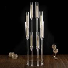 Vincidern 4Pcs 8 Arm Acrylic Candelabra Candle Holder For Wedding Table Centerpieces ,38.5 Inches Tall Floor Arcylic Candlesticks Holder With Shade For Birthday,Living Dining Room Fireplace Decoration (Fit LED Candle) - Trong sáng - Xem 7