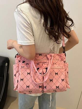 Fashionable Minimalist Large Capacity Multi-Pocket Shoulder Tote Bag, Suitable For School, Work, Travel, Can Be Worn Crossbody