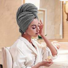 Coral Velvet Pineapple Drying Cap, Women's Thickened And Extended Head Wrap, Lightweight, Ultra-Absorbent, Soft, Gentle On Hair, Quick-Dry Towel, Water-Absorbing Hair Drying Towel, Elastic Bath Cap (1 Piece) Shower Towels For Beaty Salon, Hotel Sports,Home Essentials, Towel, Skin Care - 灰色 - 查看 8