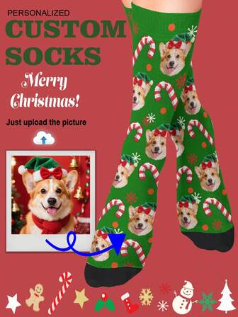 Christmas Party Socks,The Gingerbread Man, Christmas Tree,1 Pair Of Customized Pet Socks,Custom Face Socks, Custom Photo Sock, Custom Printed Socks,Personalized Funny Face Socks, Custom Picture Socks, Put Any Face On The Socks, Anniversary Gift, Valentine Gift, Birthday Gift, Wedding Gift, Mother's Day Gift, Father's Day Gift,Vintage