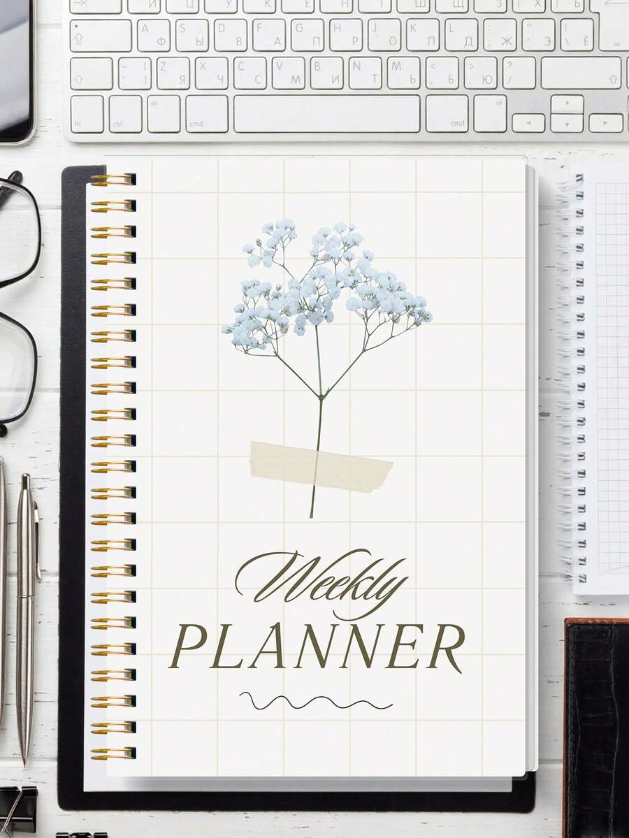A5 Weekly Planner Notebook, 52-Week Spiral Weekly Daily Planner With Weekly Focus, Goal Setting, To-Do Lists, Habit Tracker & Notes Section, Work & Home, Office Supplies,Teacher Appreciation Gift Mother's Day - Beige - View 1
