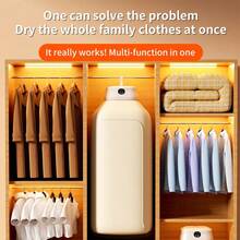 Esta secadora inteligente, práctica y de secado rápido es compacta y portátil, se pliega para un fácil almacenamiento e incluye control remoto y capota de secado, lo que la hace ideal para viajes de negocios y uso doméstico. - Blanco - Ver 6