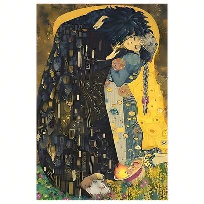 Howl's Castle Kiss" -Inspired Canvas Art Print, Vintage Animal Wall Decor For Home, Office, Cafe