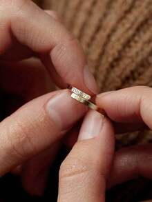 1 pieza Anillo ajustable "CONFÍA EN DIOS" de dos capas de cobre para mujeres y hombres, talla libre con dos capas superior e inferior - anillo - Ver 4