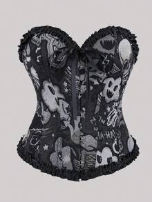 Elegancki gorset vintage na Halloween dla kobiet, pałacowy, żakardowy, dopasowany do ciała, modny, gorset, trening talii, wyszczuplająca bielizna modelująca, odpowiednia na imprezę świąteczną i noworoczną 2026 r.