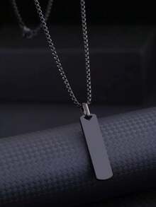 Fashionable And Popular Men Rectangle Pendant Necklace Stainless Steel For Jewelry Gift And For A Stylish Look