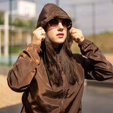 Women's Windbreaker Jacket, Semi-Lined, Water-Resistant, Ultra-Light, Sportswear - Rust Brown - View 3