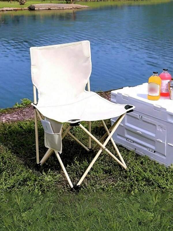 كرسي للتخييم فائق الخفة بإطار من الصلب وقماش أكسفورد، للشاطئ والنزهات والصيد، كرسي قابل للطي مع جيب جانبي، مقعد ظهر قابل للطي للتنزه والسفر، هدية عيد الميلاد، معدات التخييم الخارجية (يشمل حقيبة تخزين)