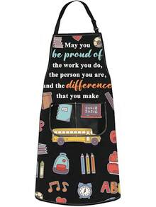 JNIAP - Delantal de jardín de infantes para profesores, preescolar, con bolsillos, educador de pequeños seres humanos, regalo para maestros - Para K Ap - Ver 9